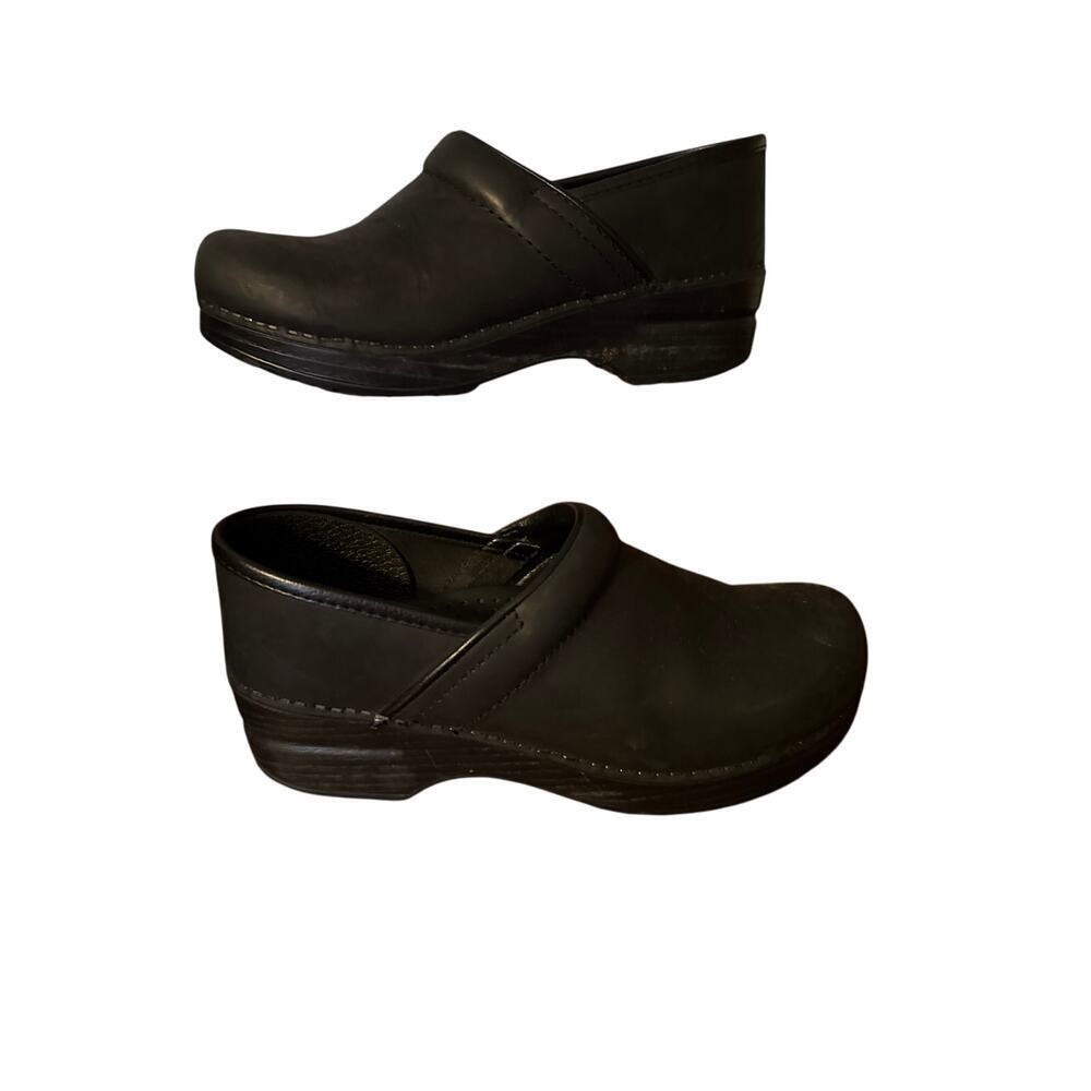 DANSKO CLOGS SHOES size 38/8 Black leather